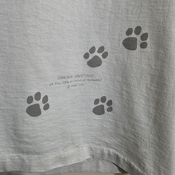 Vintage Hallmark Single Stitch White Tee I Love My Cat Paw Prints Womans Sz XL - Picture 6 of 11